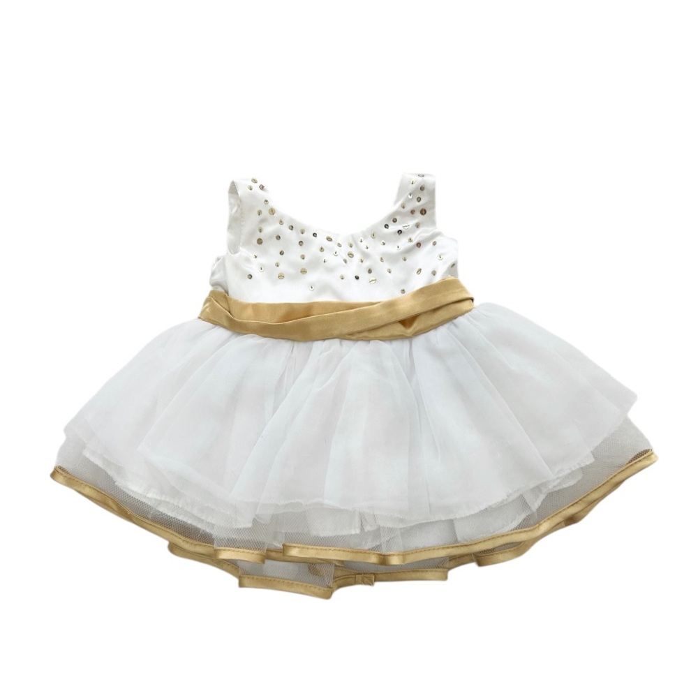 Build-A-Bear Fancy White & Gold Dress